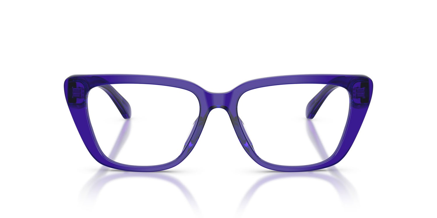 Eyeglasses Emporio Armani EA 3256U (6253) color viola brillante trasparente shape cat eye lenses lente demo