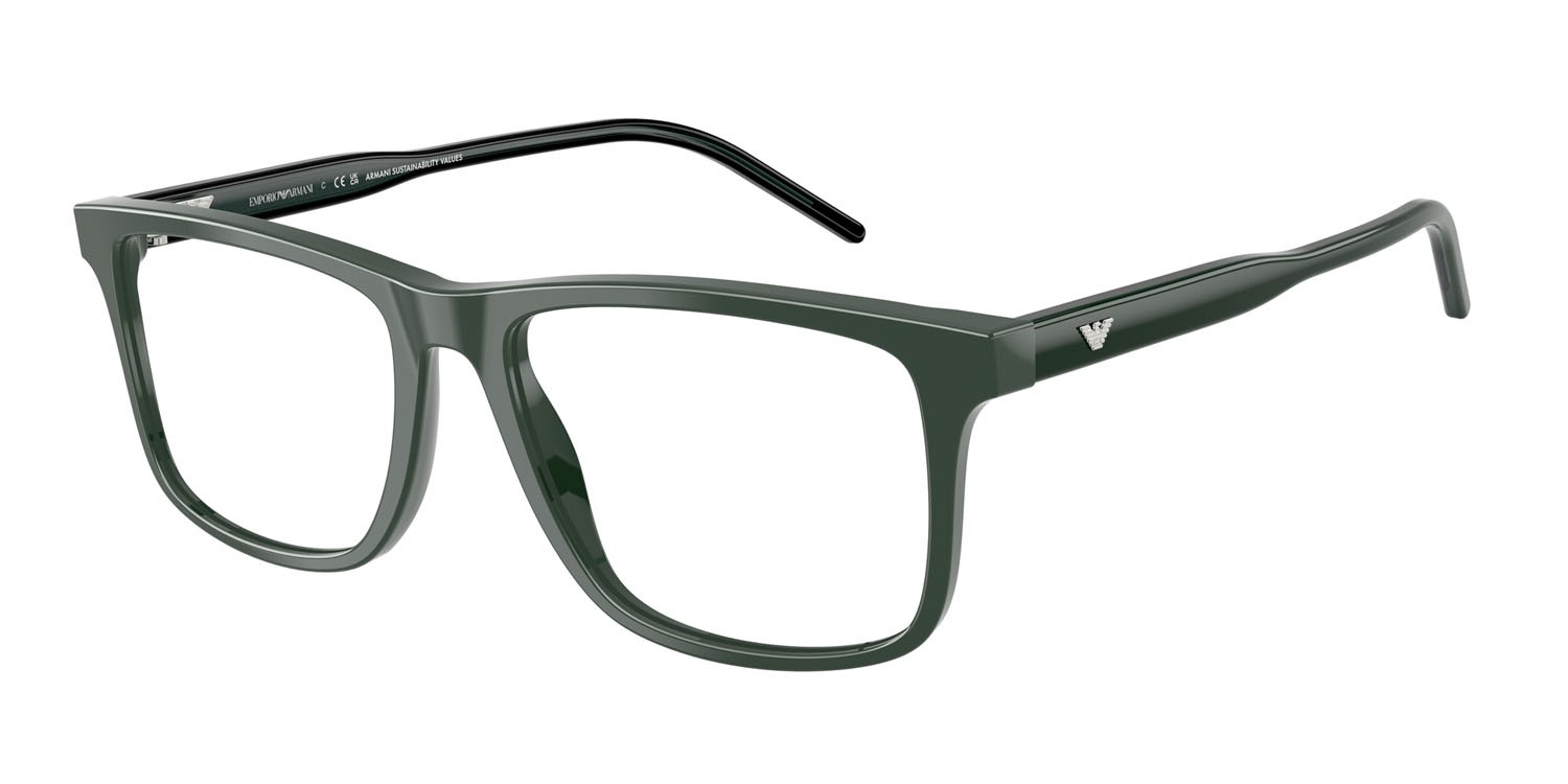 Occhiali da vista Emporio Armani EA 3257 (6257) colore verde lucido forma quadrato lenti lente demo