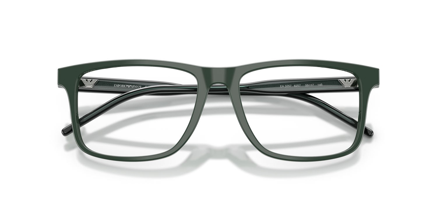 Occhiali da vista Emporio Armani EA 3257 (6257) colore verde lucido forma quadrato lenti lente demo