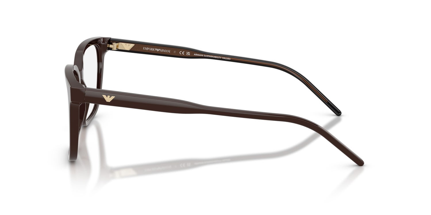 Occhiali da vista Emporio Armani EA 3258 (6255) colore marrone lucido forma quadrato lenti lente demo