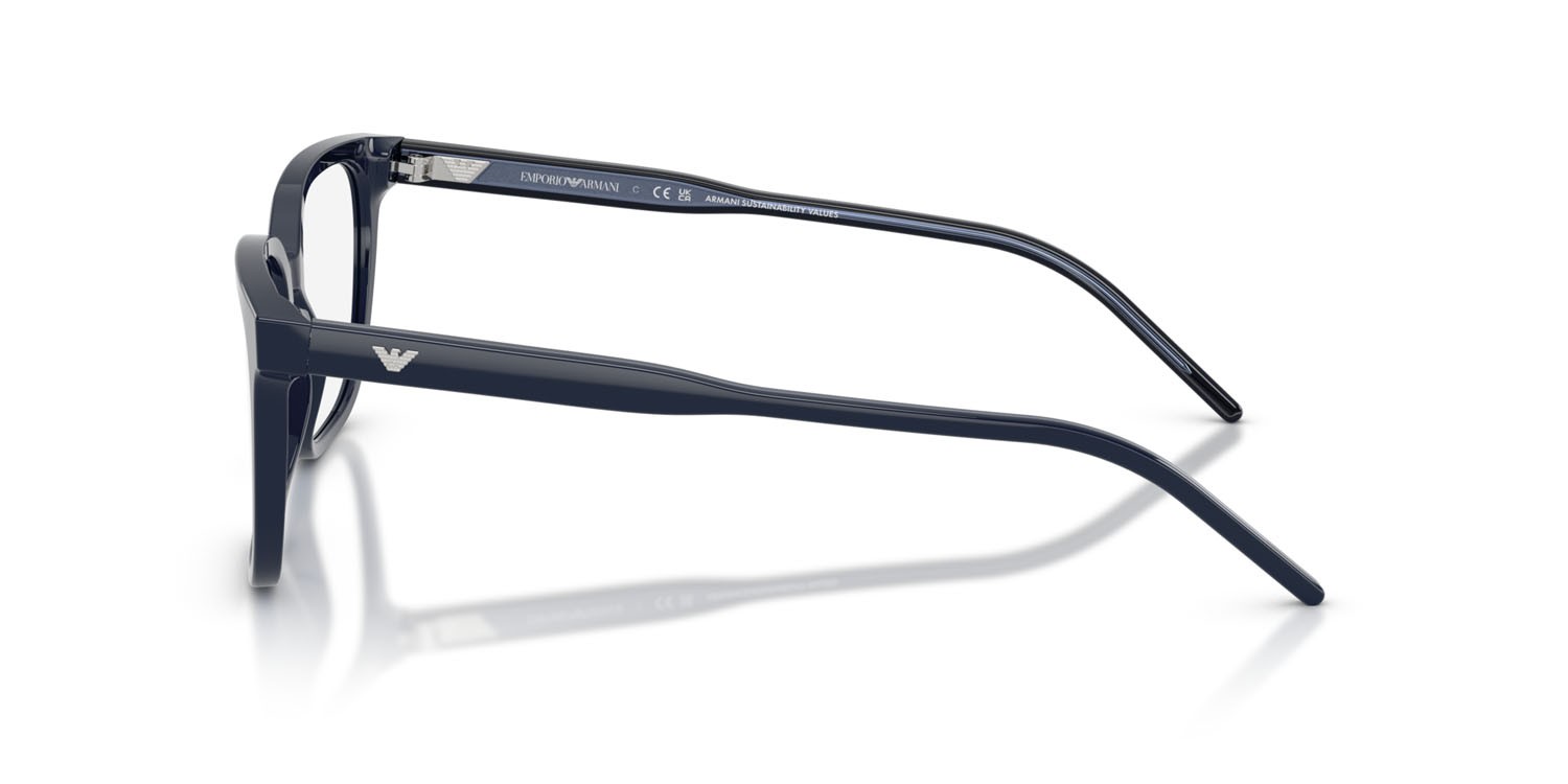 Occhiali da vista Emporio Armani EA 3258 (6256) colore blu lucido forma quadrato lenti lente demo