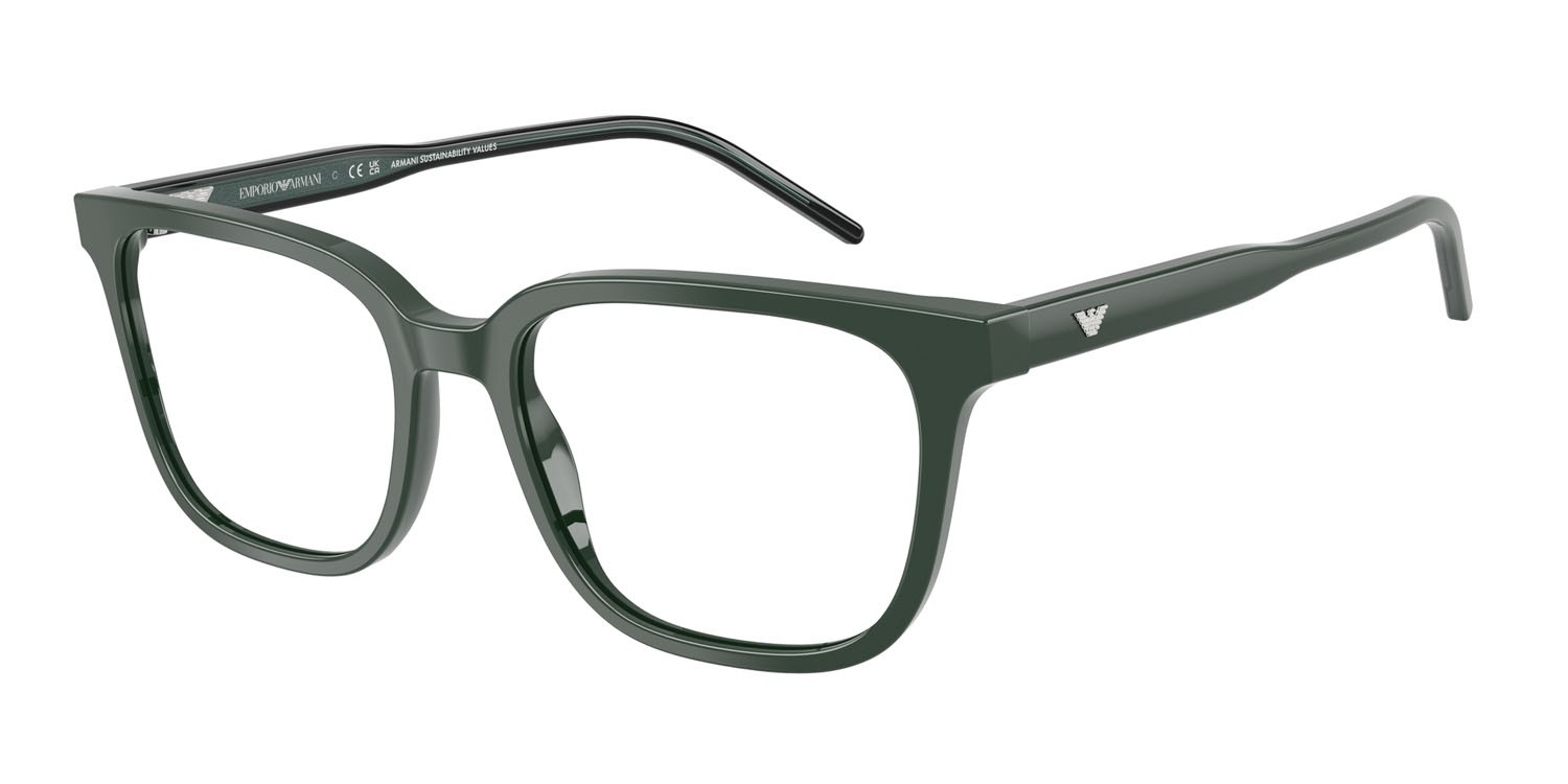 Occhiali da vista Emporio Armani EA 3258 (6257) colore verde lucido forma quadrato lenti lente demo