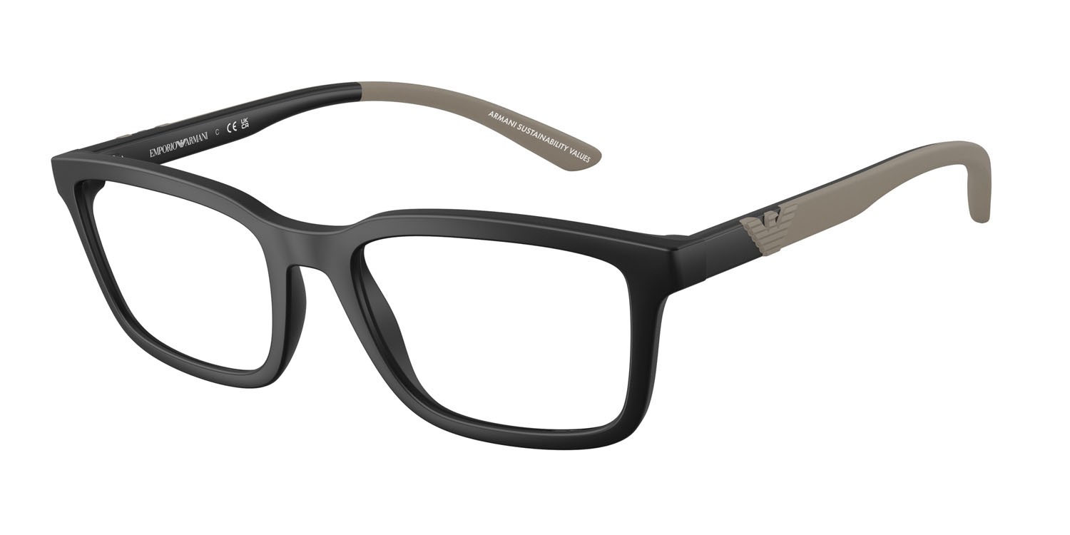 Occhiali da vista Emporio Armani EA 3259 (5001) colore nero opaco forma rettangolare lenti lente demo