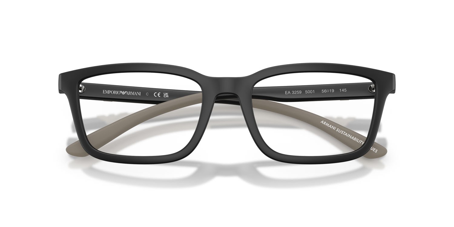 Occhiali da vista Emporio Armani EA 3259 (5001) colore nero opaco forma rettangolare lenti lente demo