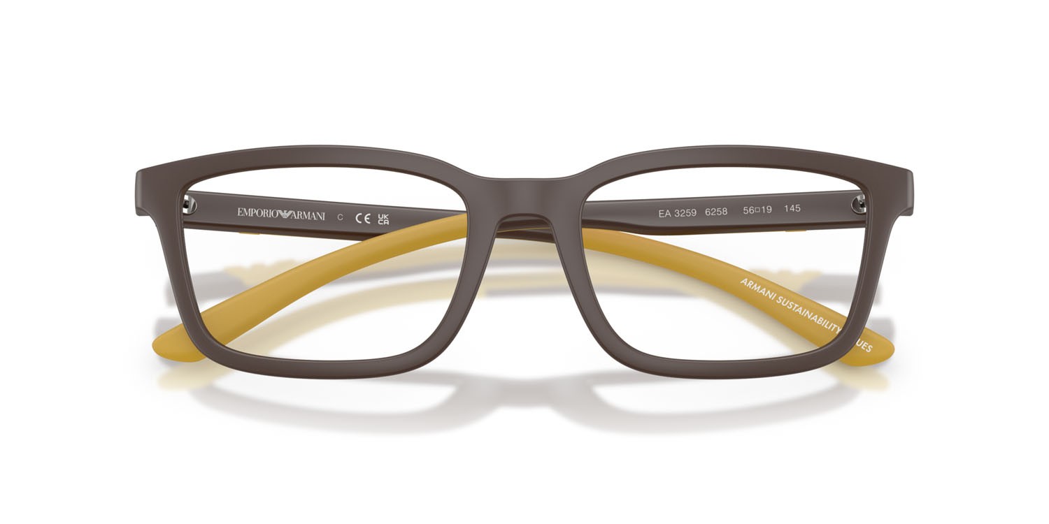 Occhiali da vista Emporio Armani EA 3259 (6258) colore marrone opaco forma rettangolare lenti lente demo