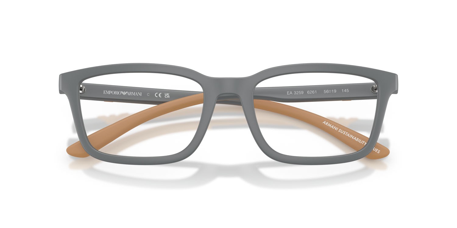 Occhiali da vista Emporio Armani EA 3259 (6261) colore grigio opaco forma rettangolare lenti lente demo