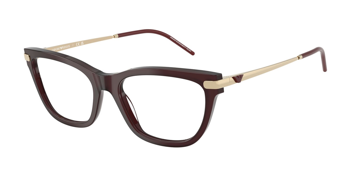 Occhiali da vista Emporio Armani EA 3262 (6265) colore opale lucido bordeaux forma cat eye lenti lente demo