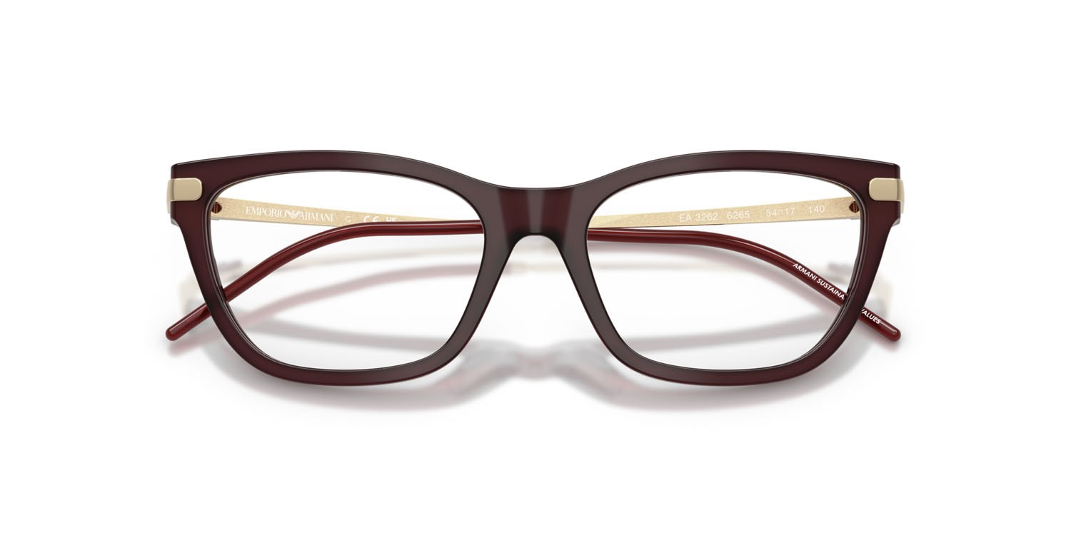 Occhiali da vista Emporio Armani EA 3262 (6265) colore opale lucido bordeaux forma cat eye lenti lente demo