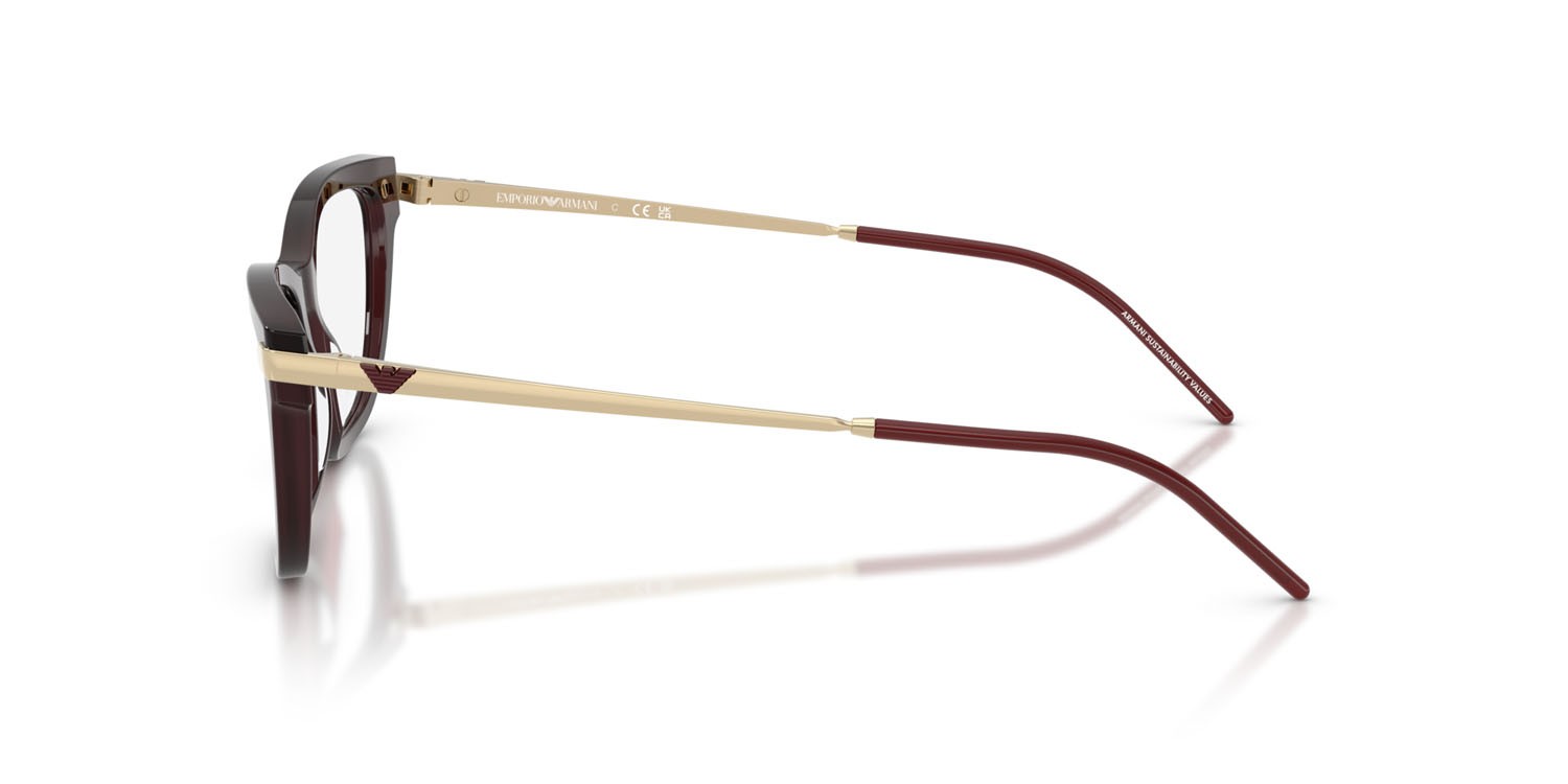 Occhiali da vista Emporio Armani EA 3262 (6265) colore opale lucido bordeaux forma cat eye lenti lente demo