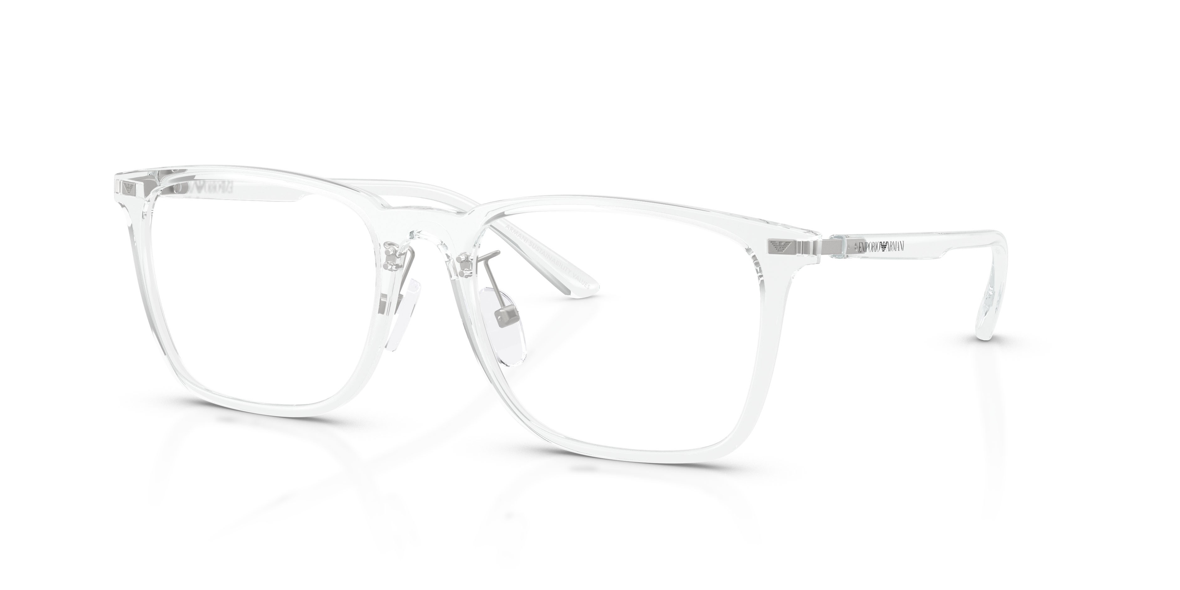 Occhiali da vista Emporio Armani EA 3263D (6344) colore crystal brillante forma quadrato lenti lente demo