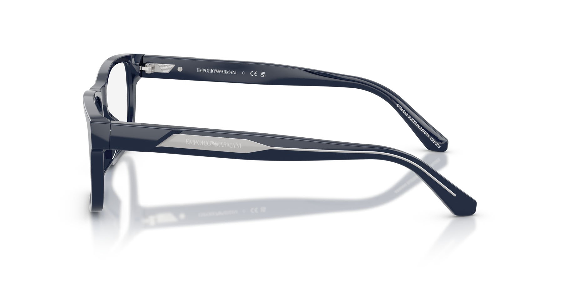 Occhiali da vista Emporio Armani EA 3265U (6039) colore blu lucido forma rettangolare lenti lente demo