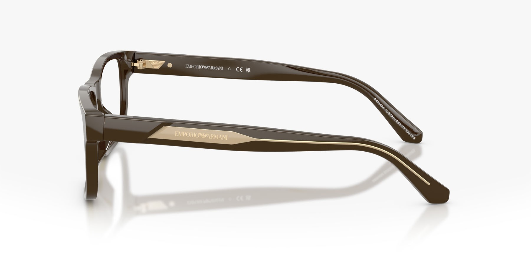 Occhiali da vista Emporio Armani EA 3265U (6307) colore marrone lucido forma rettangolare lenti lente demo