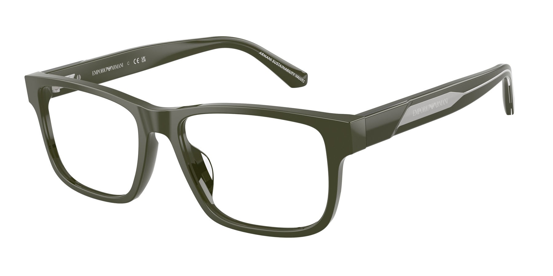 Occhiali da vista Emporio Armani EA 3265U (6321) colore verde lucido forma rettangolare lenti lente demo