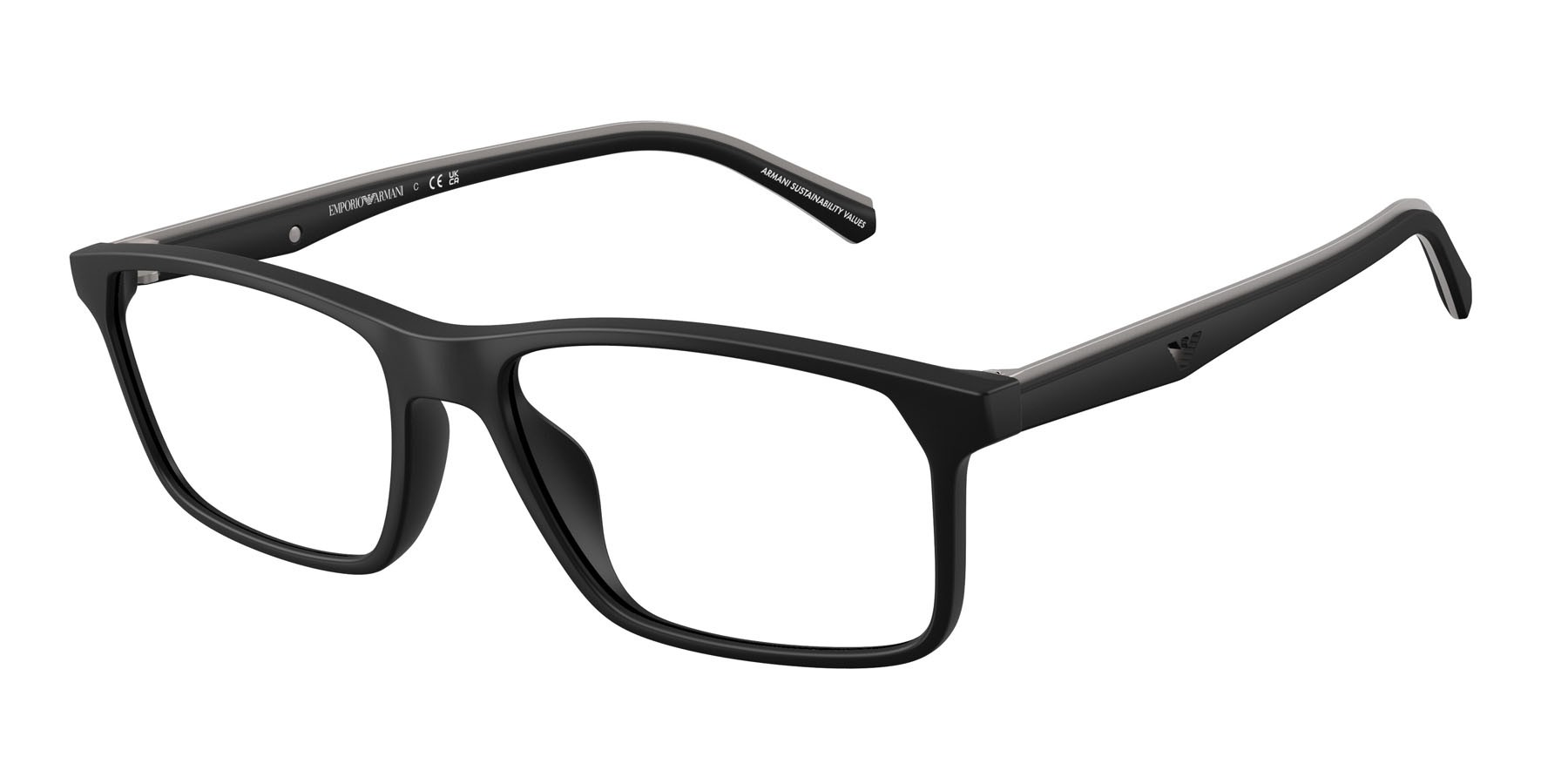 Occhiali da vista Emporio Armani EA 3266U (5001) colore nero opaco forma quadrato lenti lente demo