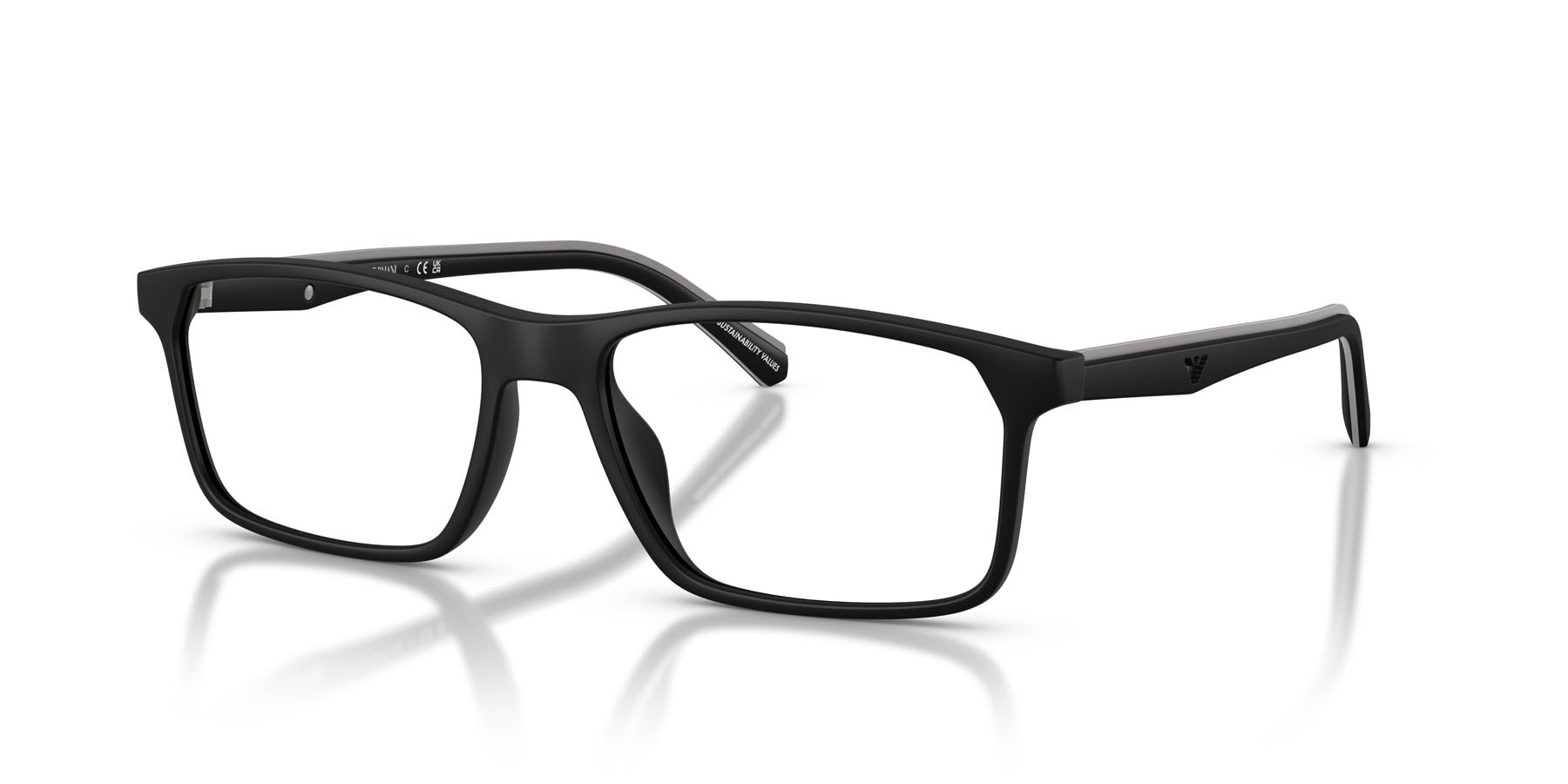 Occhiali da vista Emporio Armani EA 3266U (5001) colore nero opaco forma quadrato lenti lente demo