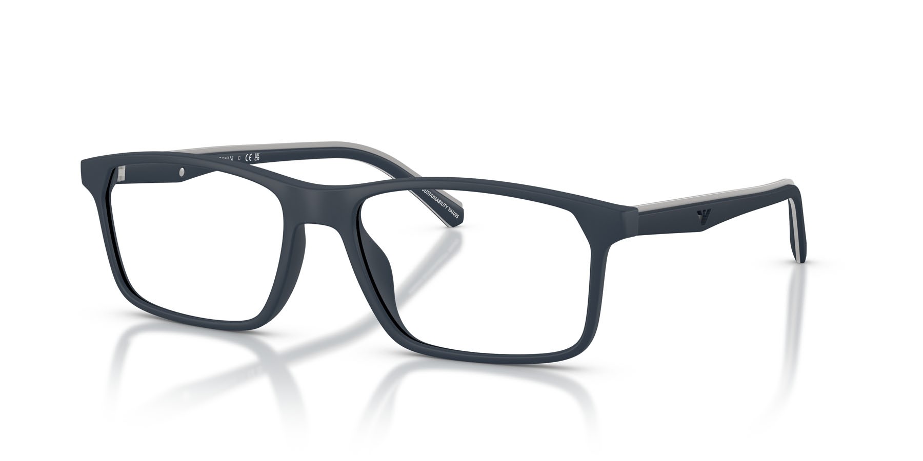 Occhiali da vista Emporio Armani EA 3266U (5088) colore blu opaco forma quadrato lenti lente demo
