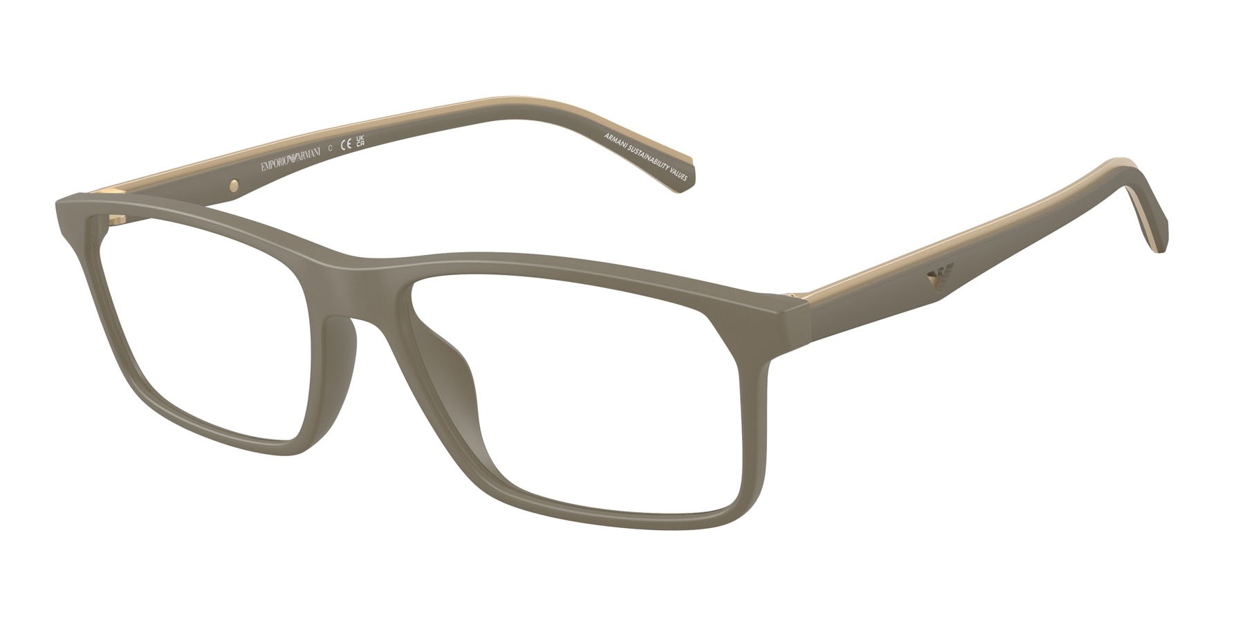 Occhiali da vista Emporio Armani EA 3266U (5437) colore beige opaco forma quadrato lenti lente demo