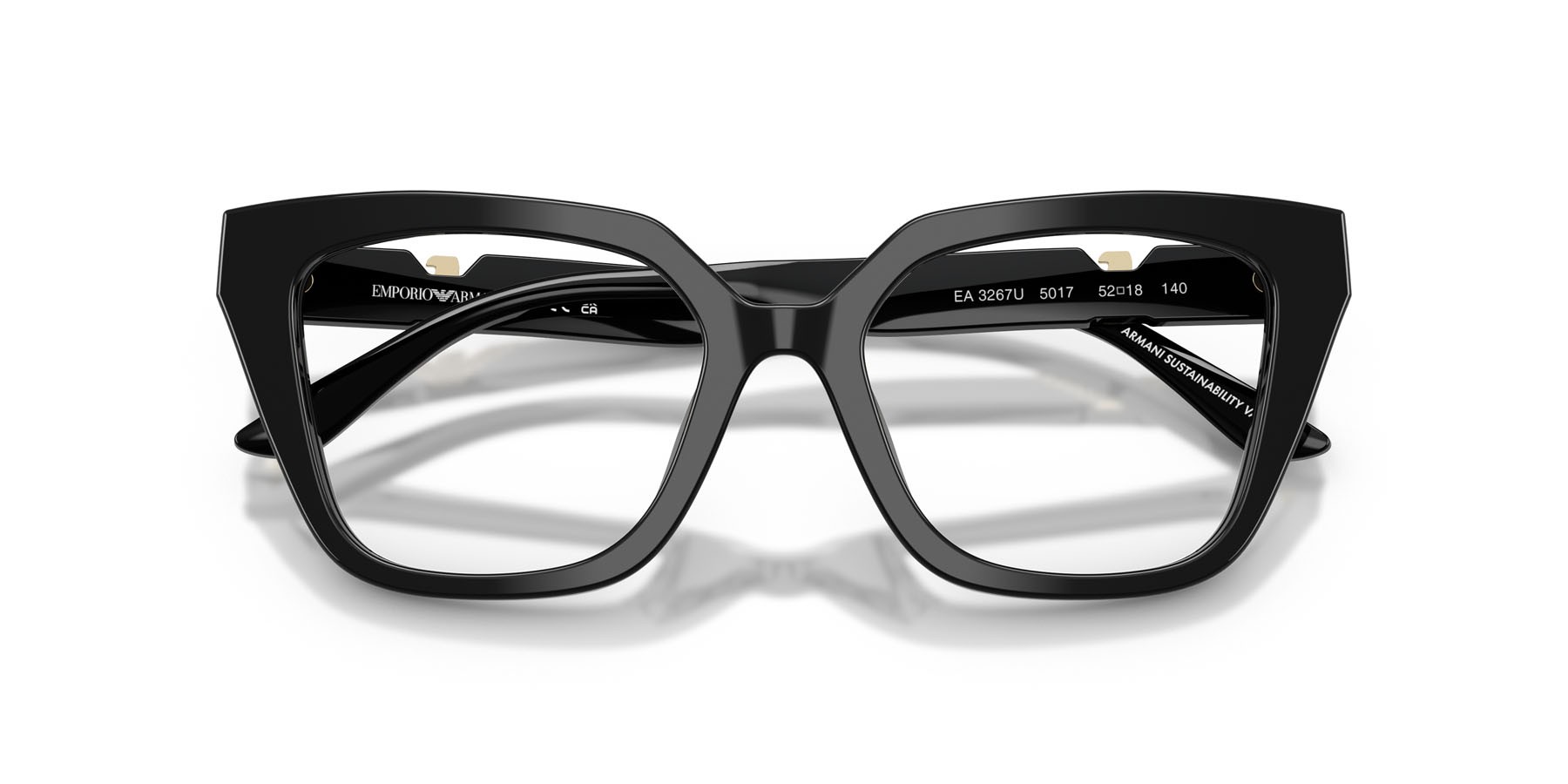 Eyeglasses Emporio Armani EA 3267U (5017) color nero lucido shape cat eye lenses lente demo