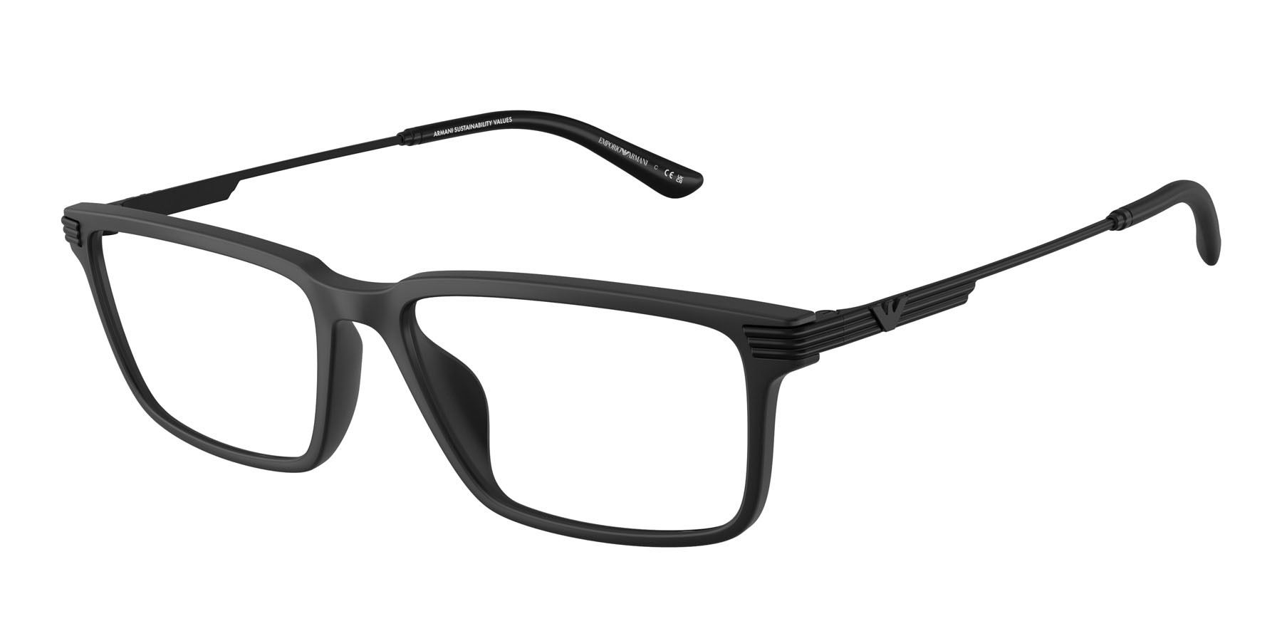 Occhiali da vista Emporio Armani EA 3268U (5001) colore nero opaco forma rettangolare lenti lente demo
