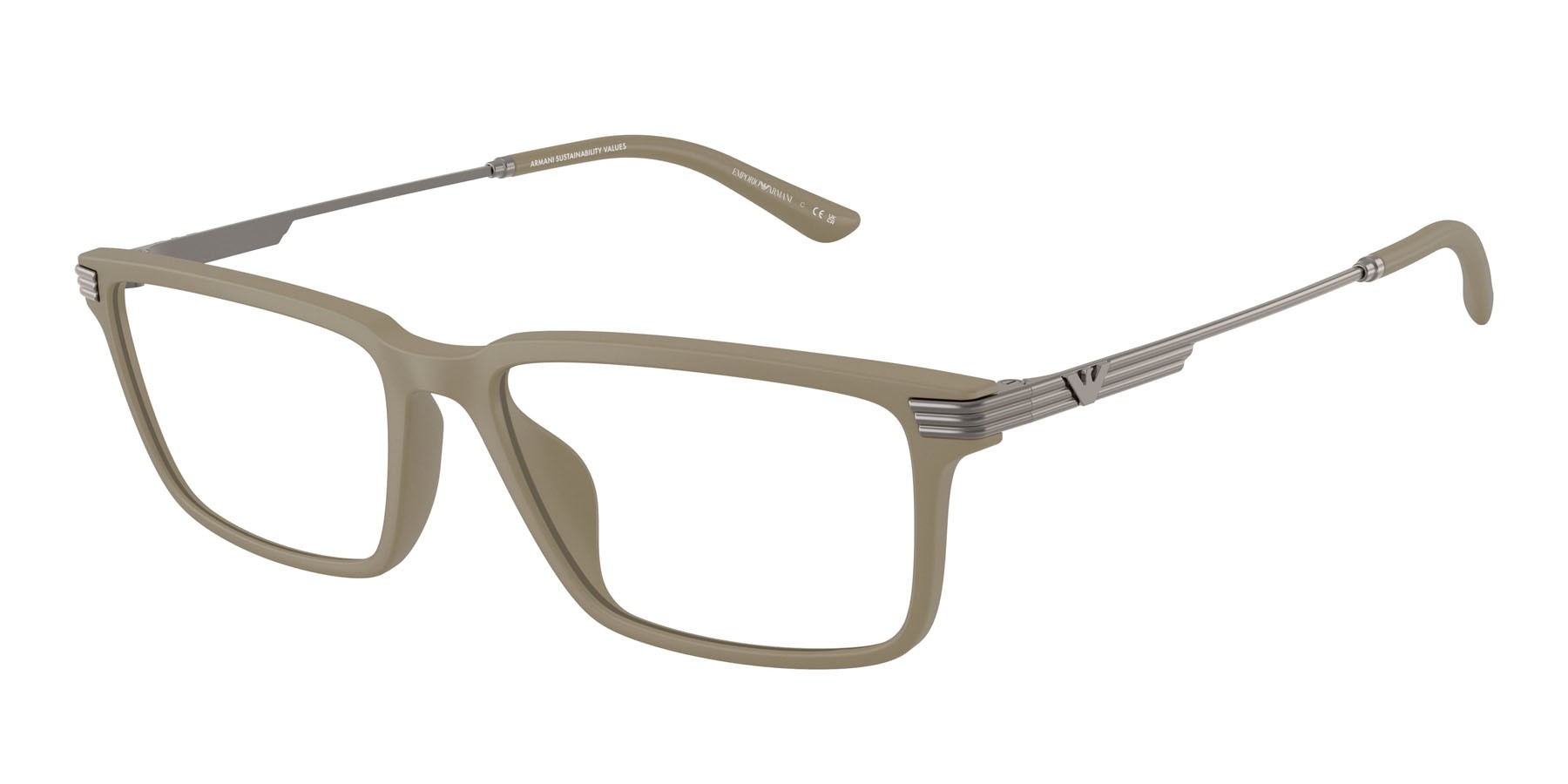 Occhiali da vista Emporio Armani EA 3268U (5437) colore beige opaco forma rettangolare lenti lente demo