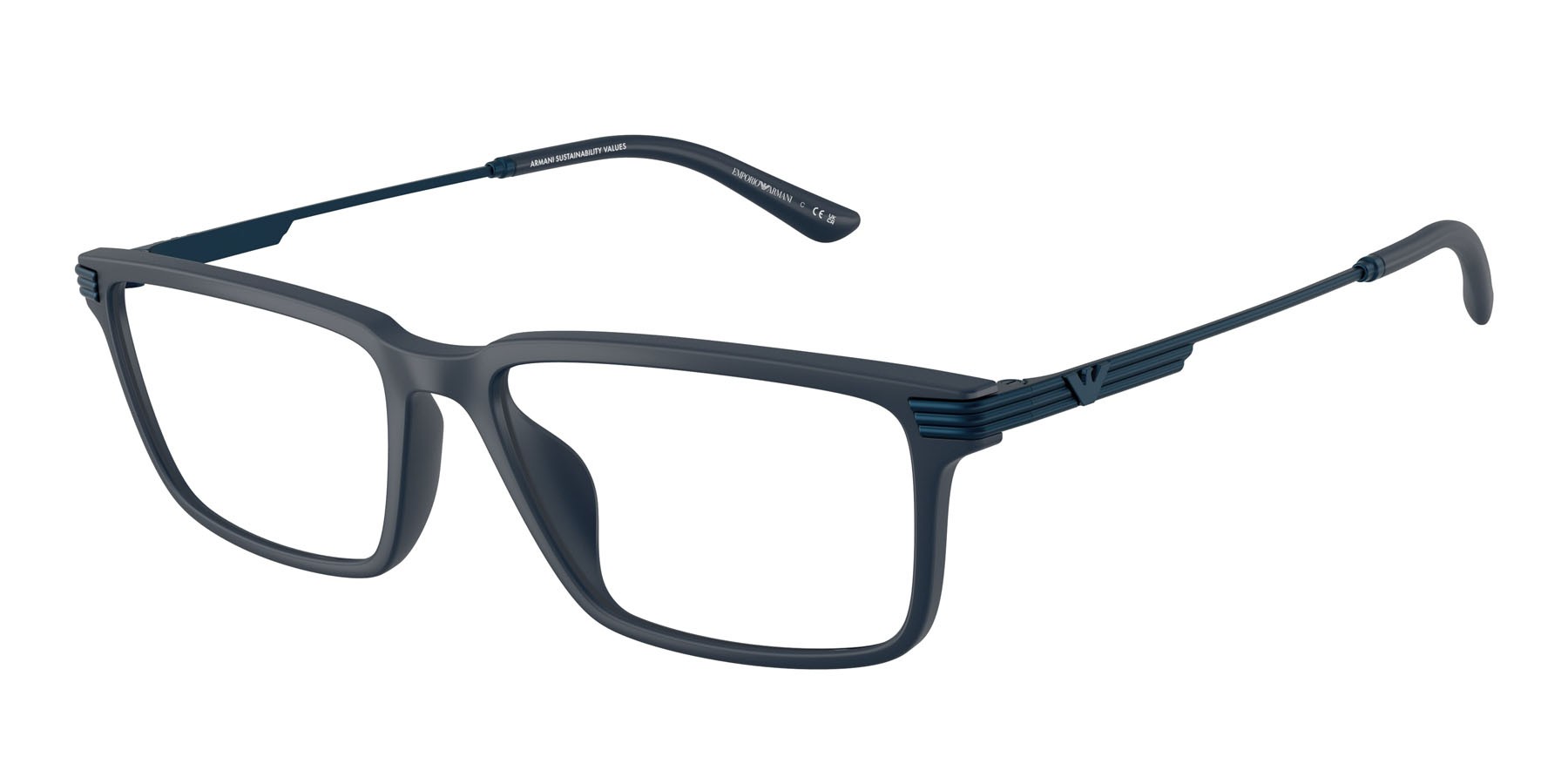 Occhiali da vista Emporio Armani EA 3268U (6185) colore blu opaco forma rettangolare lenti lente demo