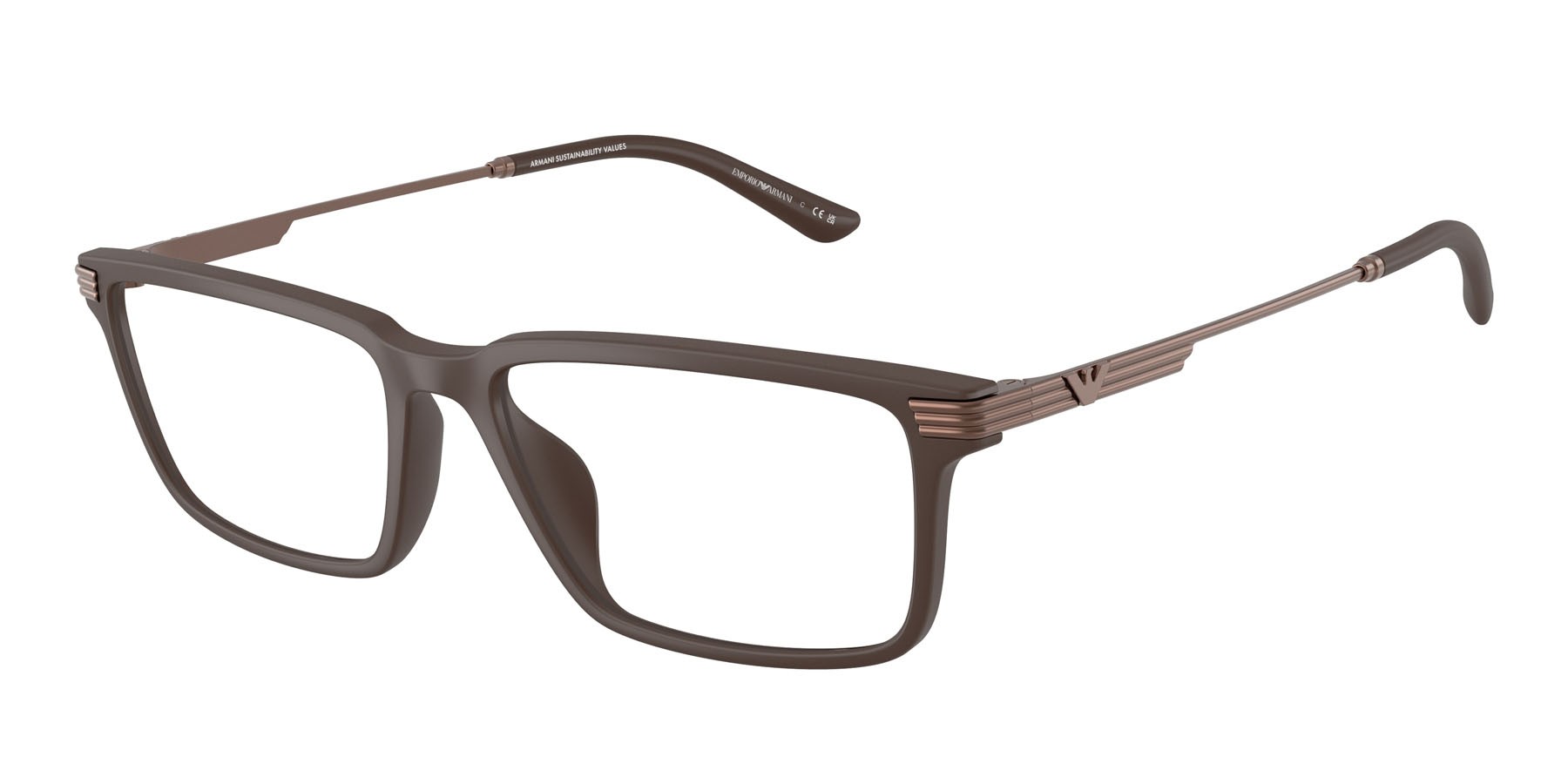 Occhiali da vista Emporio Armani EA 3268U (6258) colore marrone opaco forma rettangolare lenti lente demo