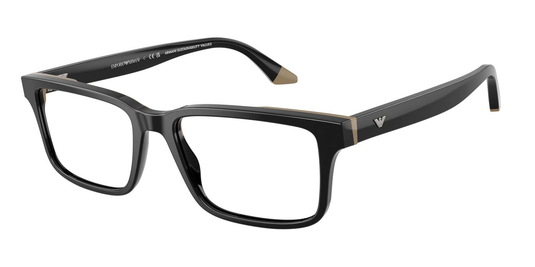 Occhiali da vista Emporio Armani EA 3269 (6313) colore nero/beige forma rettangolare lenti lente demo
