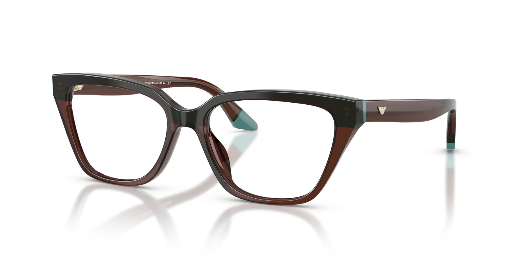 Eyeglasses Emporio Armani EA 3270U (6318) color transparent brown/teal shape cat eye lenses lente demo