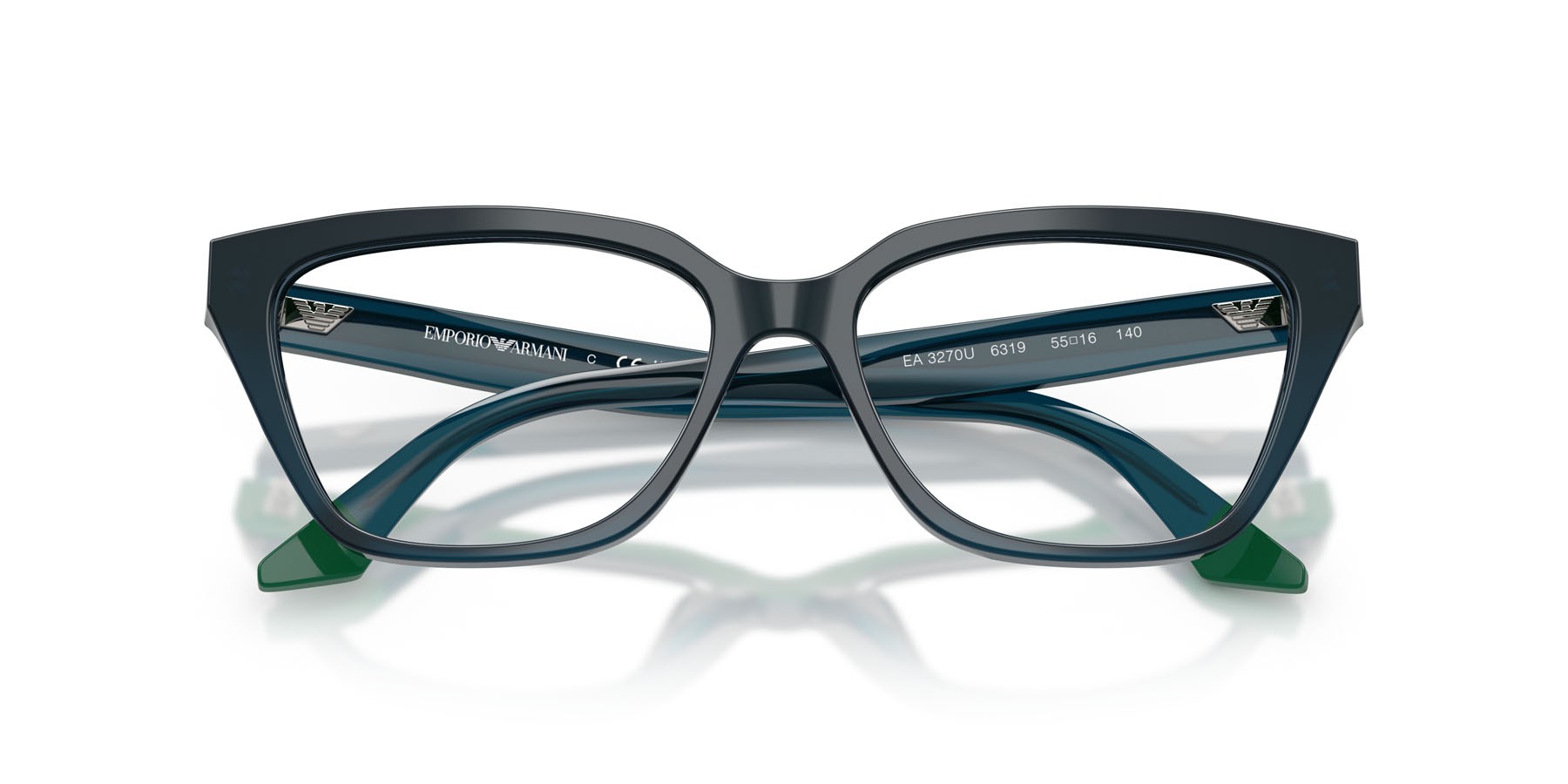 Eyeglasses Emporio Armani EA 3270U (6319) color blu/verde opalino shape cat eye lenses lente demo