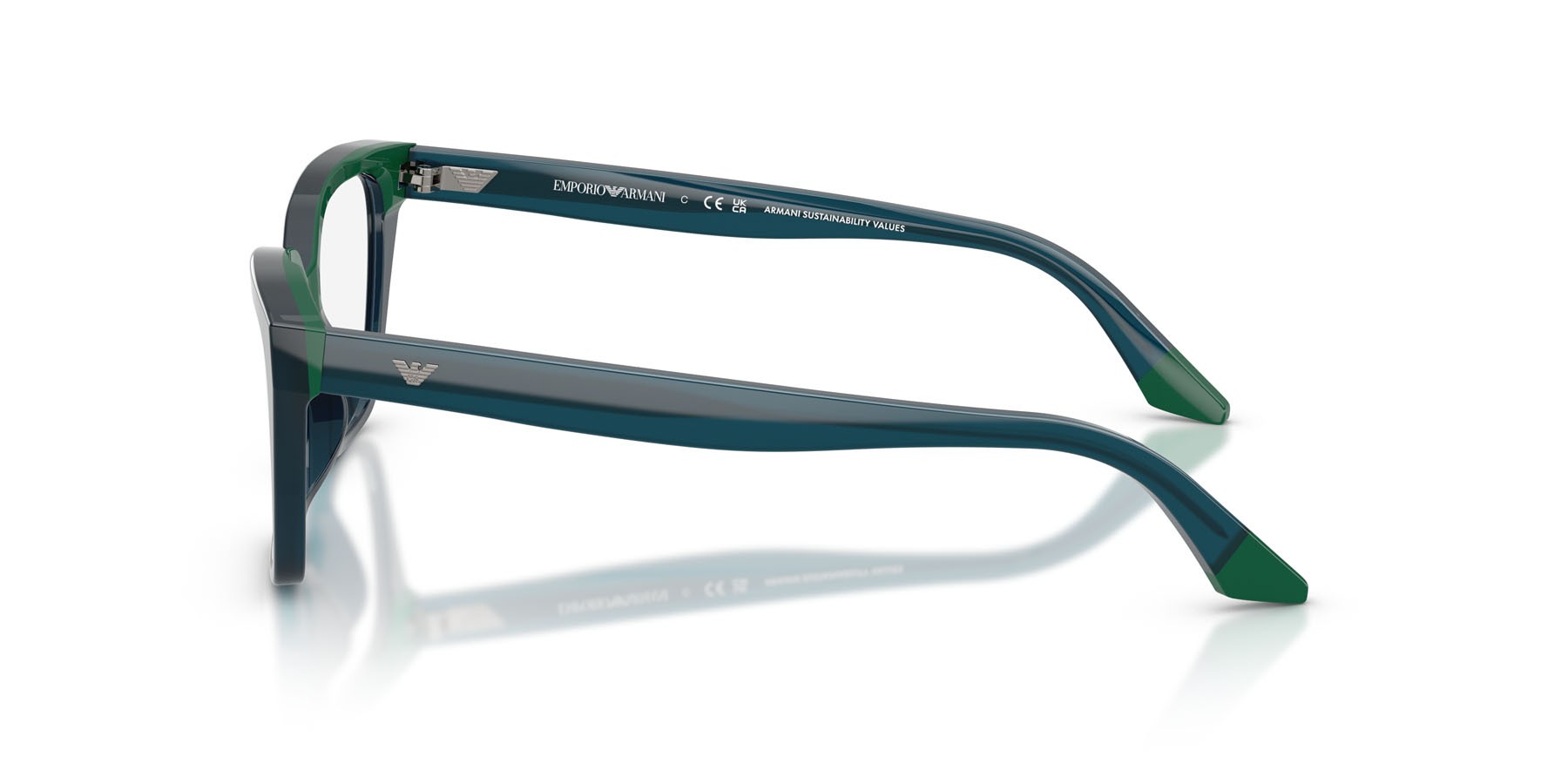 Eyeglasses Emporio Armani EA 3270U (6319) color blu/verde opalino shape cat eye lenses lente demo