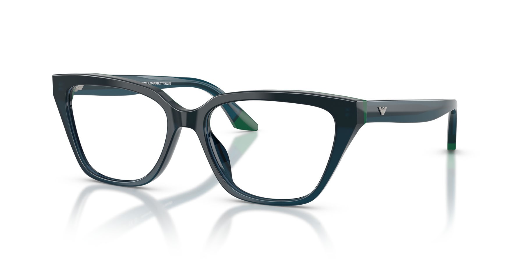 Eyeglasses Emporio Armani EA 3270U (6319) color blu/verde opalino shape cat eye lenses lente demo