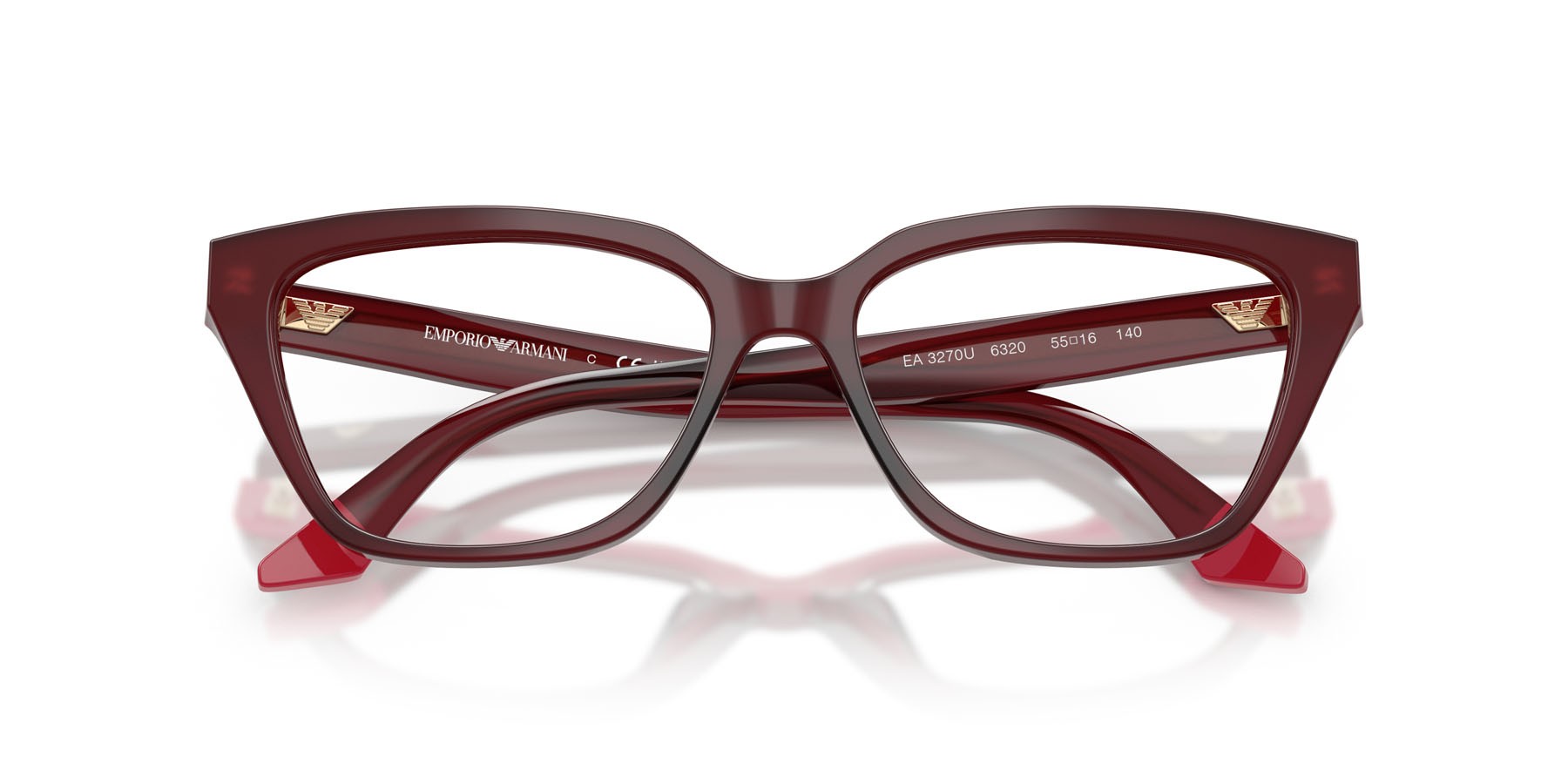 Eyeglasses Emporio Armani EA 3270U (6320) color bordeaux opalino/rosa shape cat eye lenses lente demo