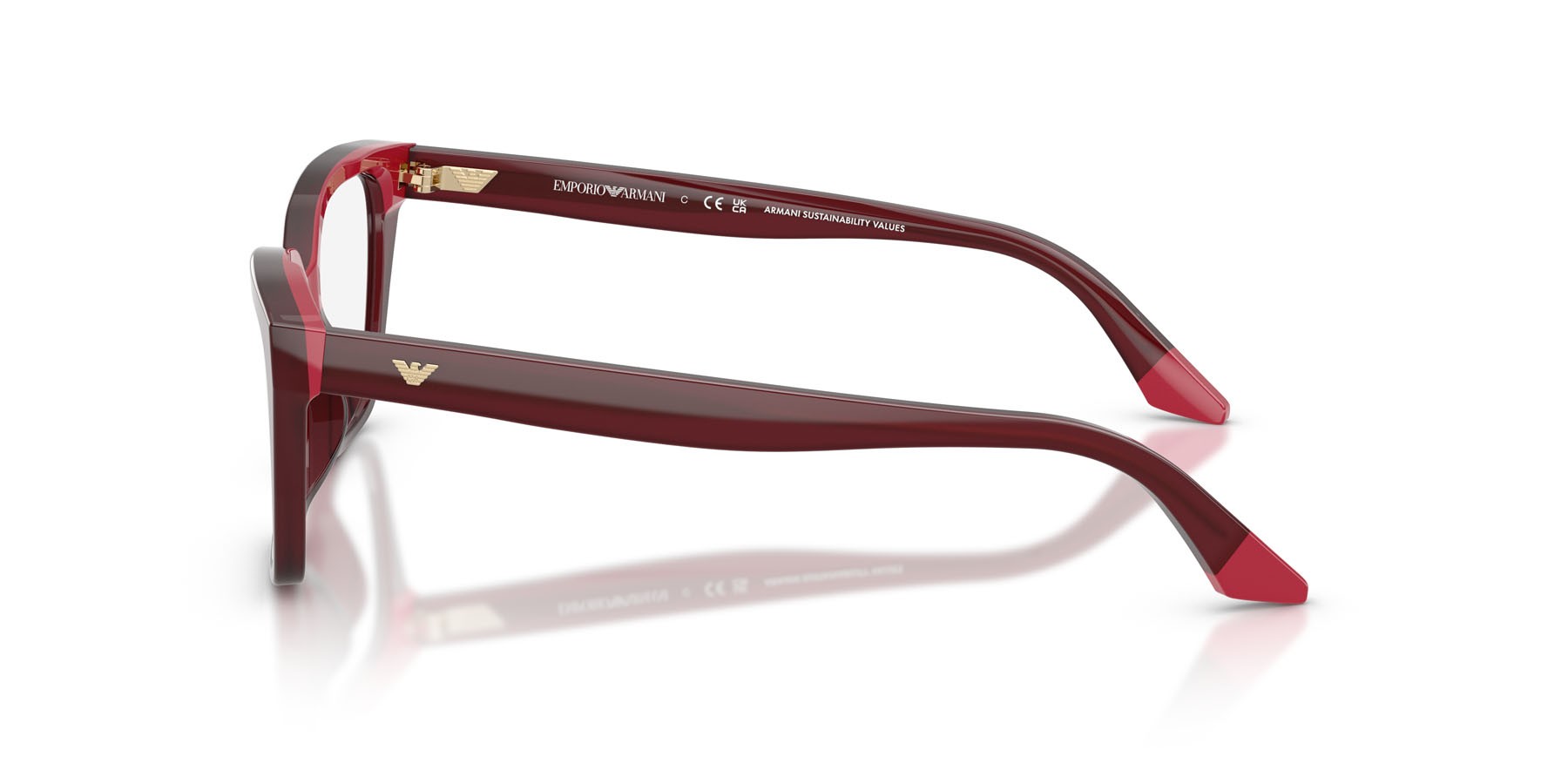 Eyeglasses Emporio Armani EA 3270U (6320) color bordeaux opalino/rosa shape cat eye lenses lente demo