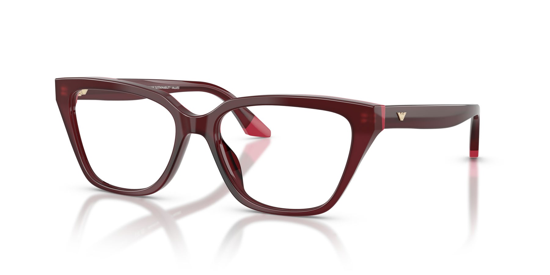 Eyeglasses Emporio Armani EA 3270U (6320) color bordeaux opalino/rosa shape cat eye lenses lente demo