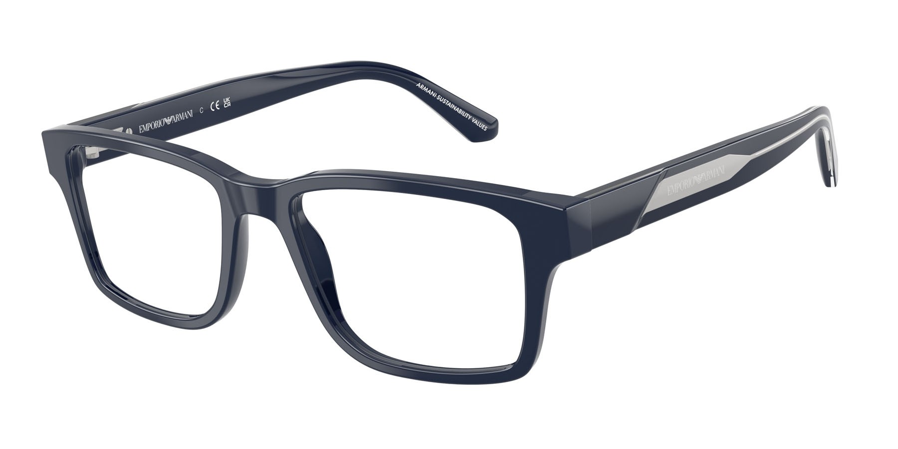 Occhiali da vista Emporio Armani EA 3271 (6039) colore blu lucido forma rettangolare lenti lente demo