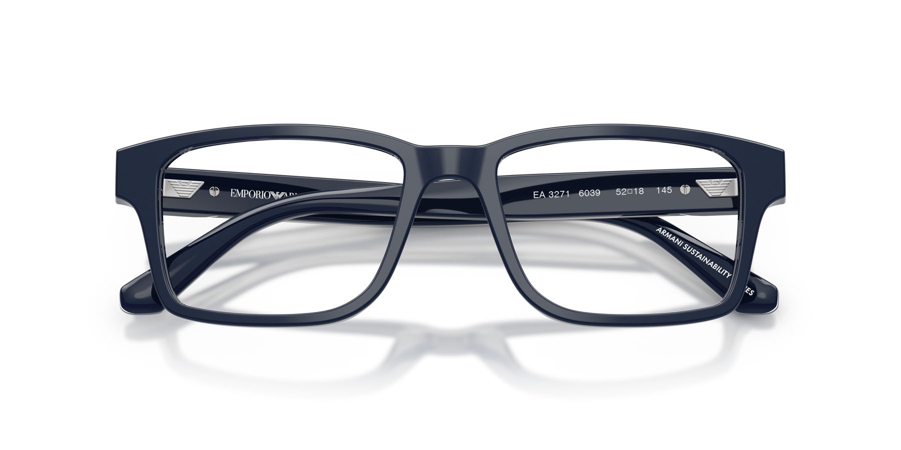 Occhiali da vista Emporio Armani EA 3271 (6039) colore blu lucido forma rettangolare lenti lente demo