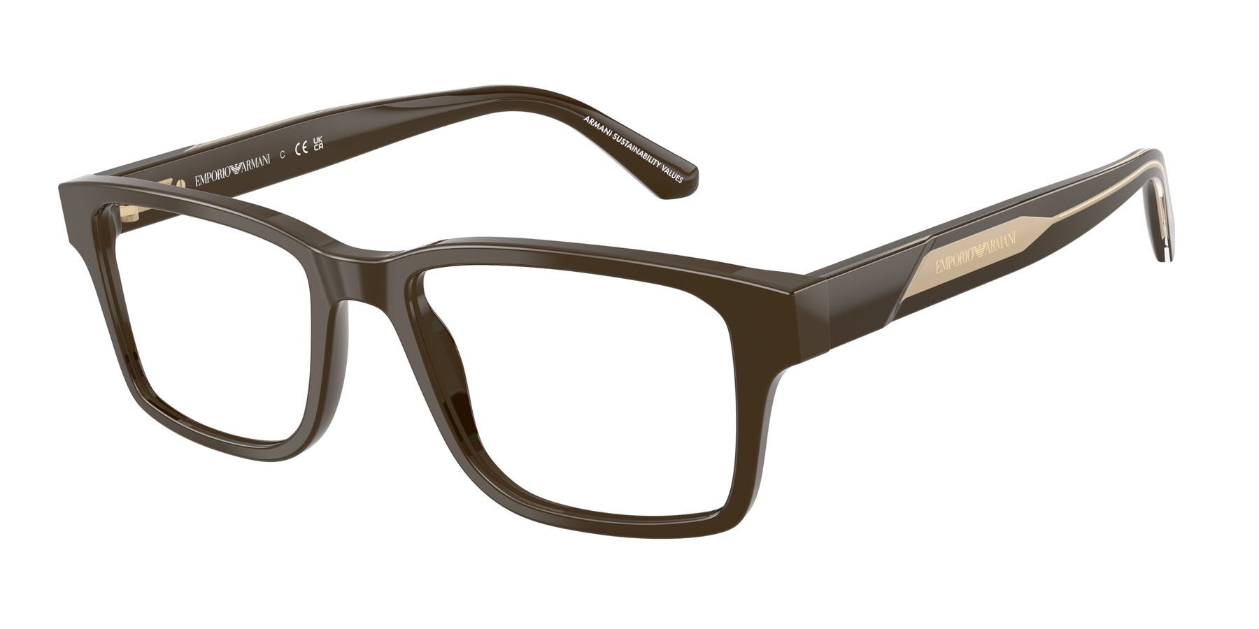 Occhiali da vista Emporio Armani EA 3271 (6307) colore marrone lucido forma rettangolare lenti lente demo