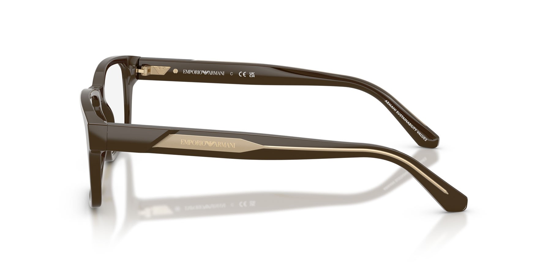 Occhiali da vista Emporio Armani EA 3271 (6307) colore marrone lucido forma rettangolare lenti lente demo
