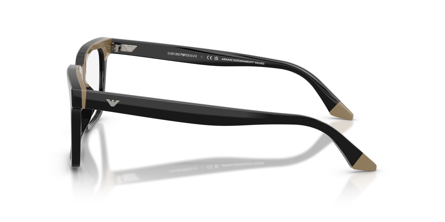 Occhiali da vista Emporio Armani EA 3272U (6313) colore nero/beige forma quadrato lenti lente demo