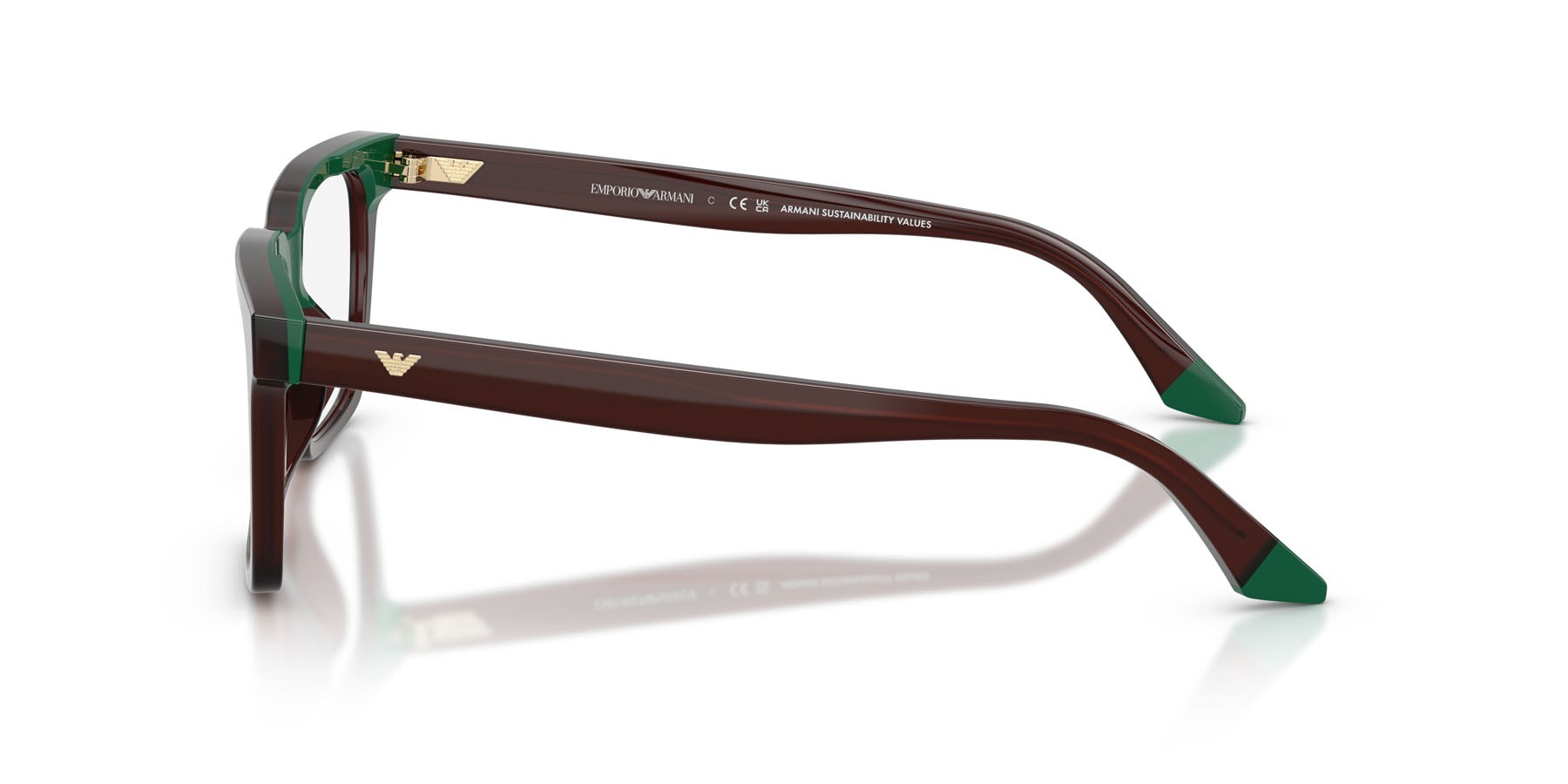 Occhiali da vista Emporio Armani EA 3272U (6315) colore marrone opalino/verde forma quadrato lenti lente demo