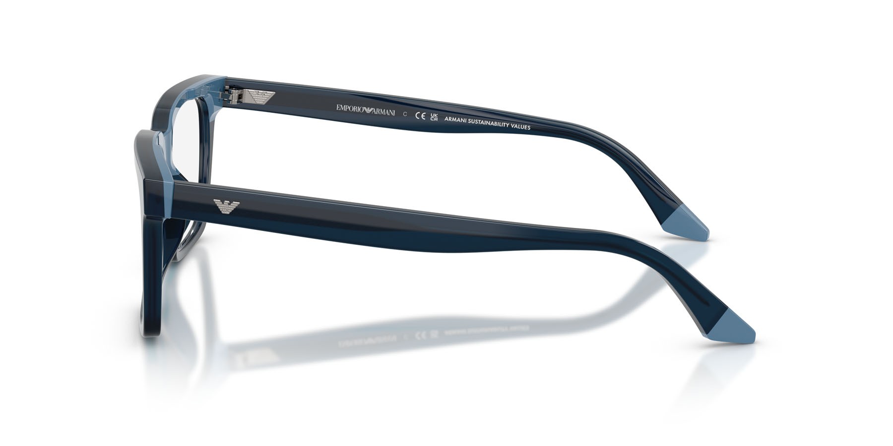 Occhiali da vista Emporio Armani EA 3272U (6317) colore blu opalino forma quadrato lenti lente demo