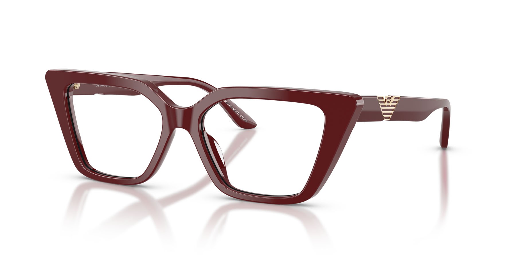 Eyeglasses Emporio Armani EA 3273U (6323) color bordeaux lucido shape cat eye lenses lente demo