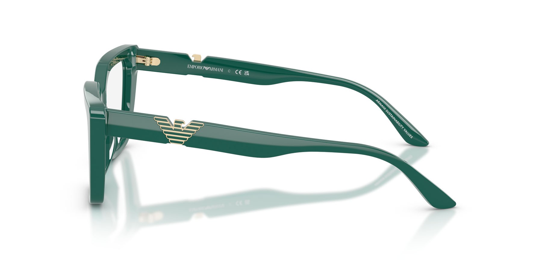Eyeglasses Emporio Armani EA 3273U (6324) color verde lucido shape cat eye lenses lente demo