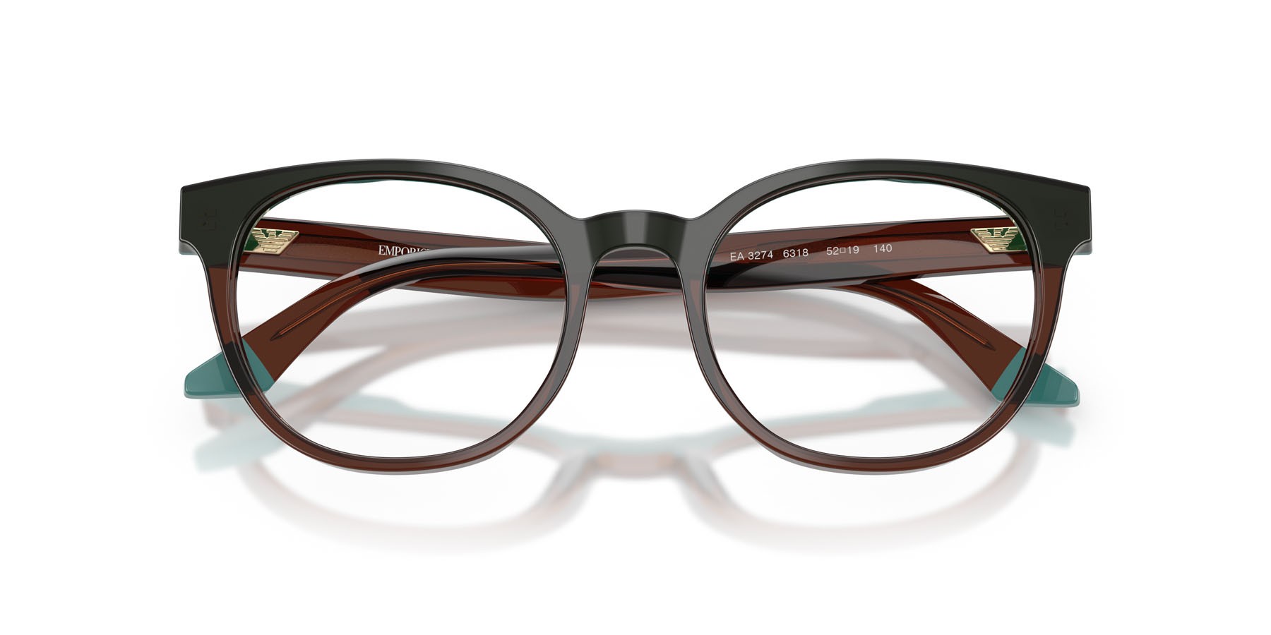 Occhiali da vista Emporio Armani EA 3274 (6318) colore transparent brown/teal forma rotondo lenti lente demo