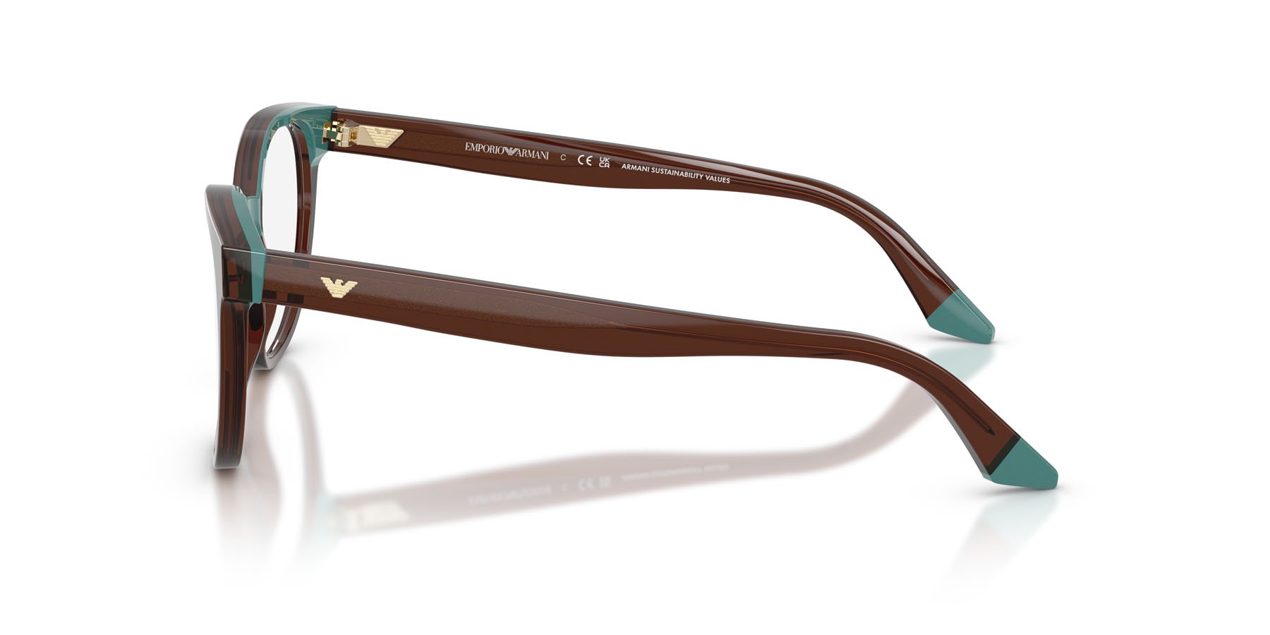 Occhiali da vista Emporio Armani EA 3274 (6318) colore transparent brown/teal forma rotondo lenti lente demo
