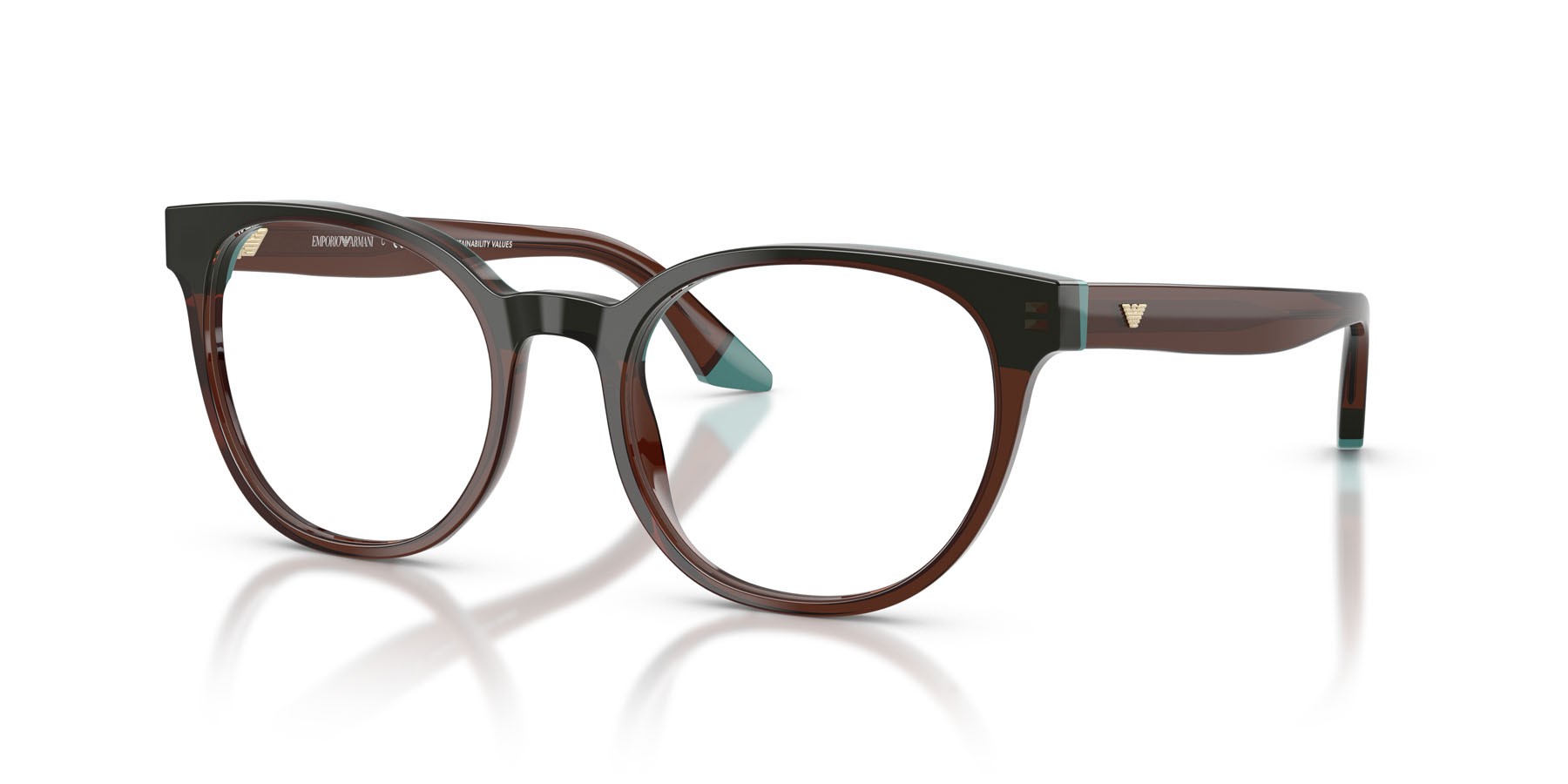 Occhiali da vista Emporio Armani EA 3274 (6318) colore transparent brown/teal forma rotondo lenti lente demo