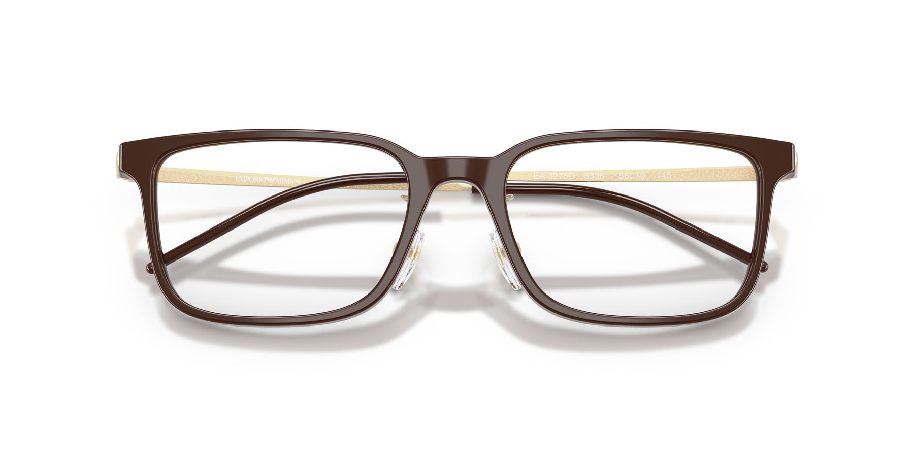 Occhiali da vista Emporio Armani EA 3275D (6336) colore marrone trasparente lucido forma rettangolare lenti lente demo