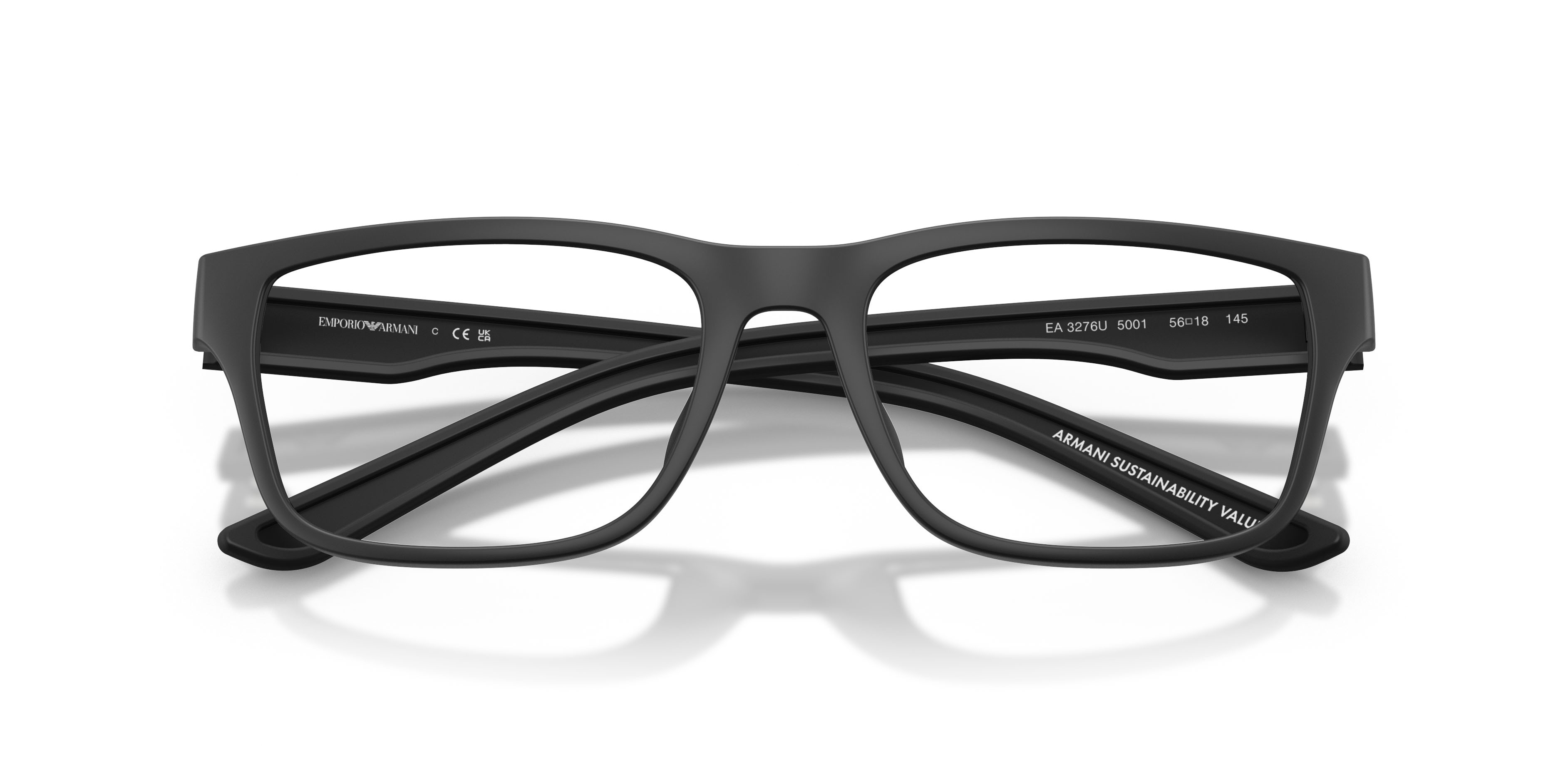 Occhiali da vista Emporio Armani EA 3276U (5001) colore nero opaco gommato forma quadrato lenti lente demo