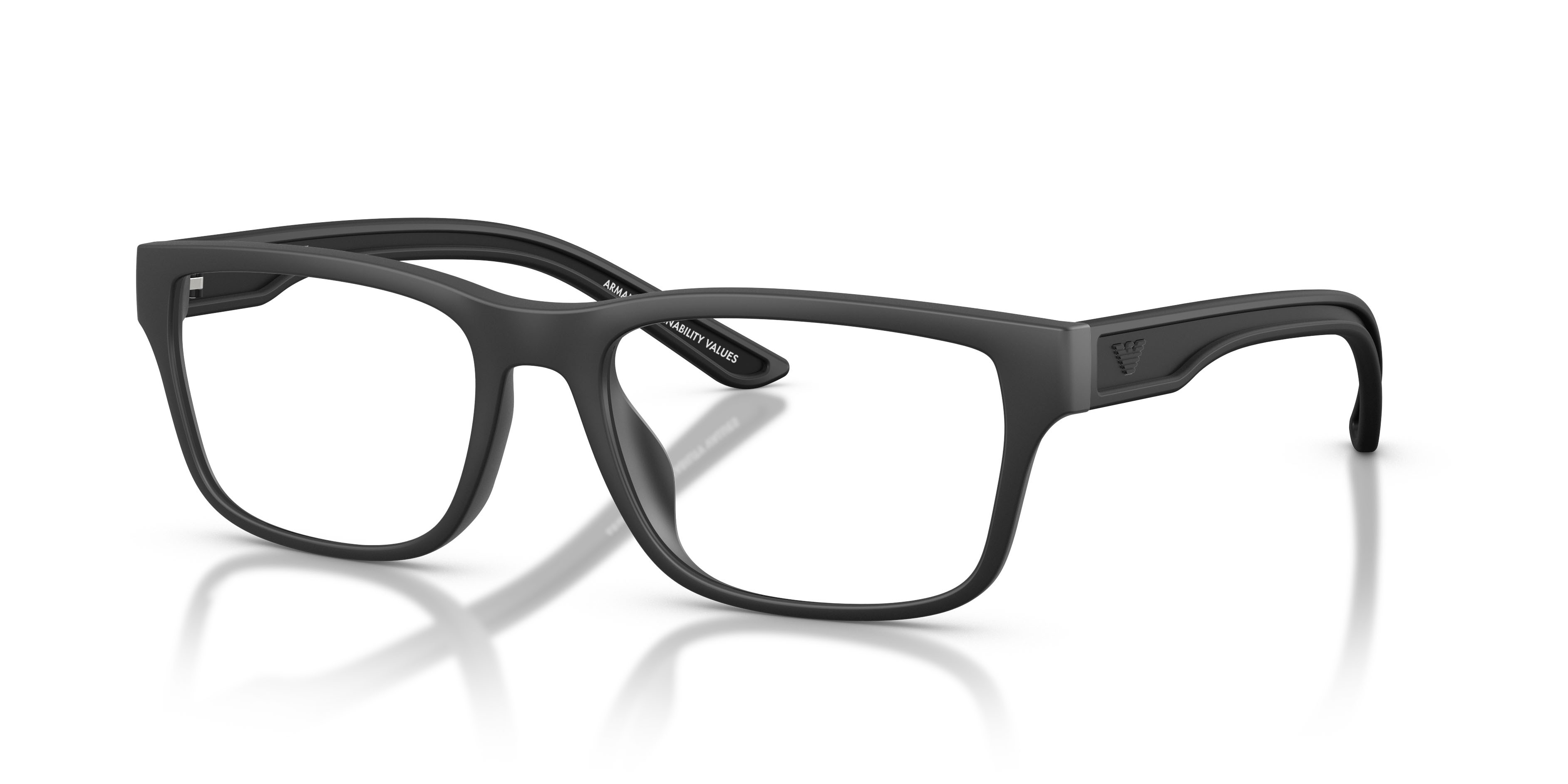 Occhiali da vista Emporio Armani EA 3276U (5001) colore nero opaco gommato forma quadrato lenti lente demo