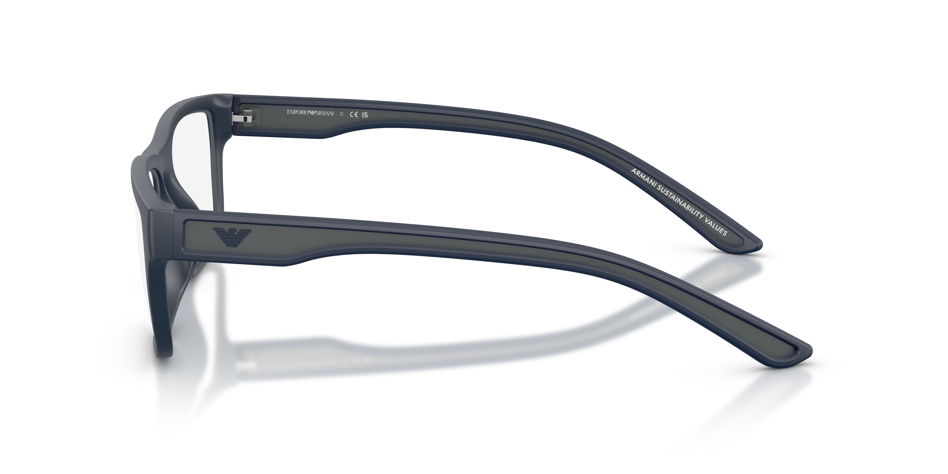 Occhiali da vista Emporio Armani EA 3276U (6185) colore blu opaco gommato forma quadrato lenti lente demo